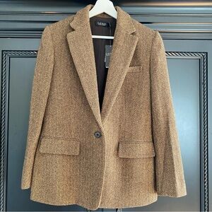 Ralph Lauren Herringbone Tweed Blazer Wool Blend Brown and Black Women’s 8